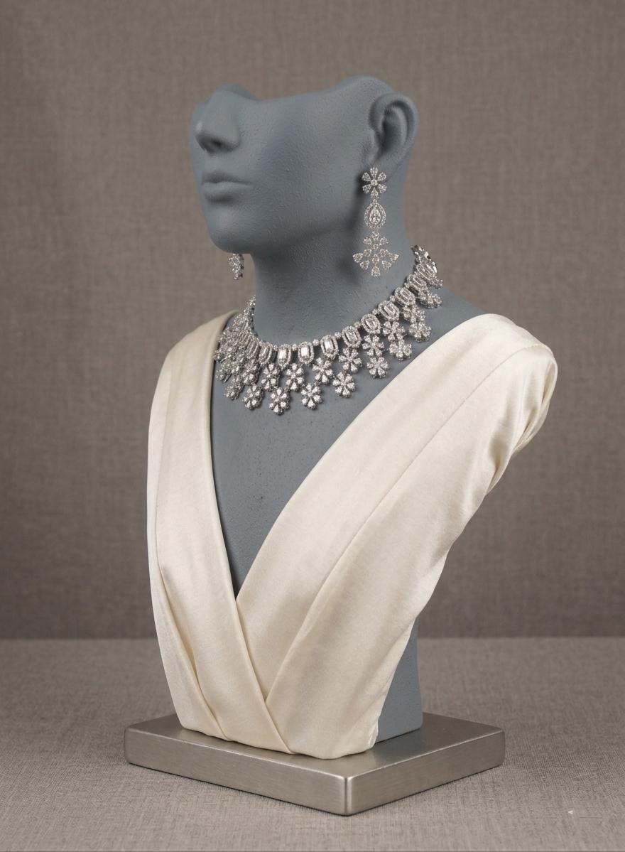 Crystal Floral Choker Necklace Set | Bridal Statement Wedding Jewelry