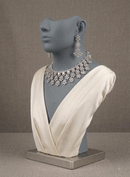 Crystal Floral Choker Necklace Set | Bridal Statement Wedding Jewelry