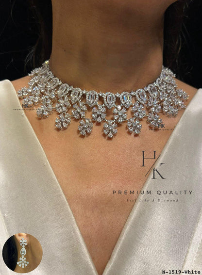 Crystal Floral Choker Necklace Set | Bridal Statement Wedding Jewelry