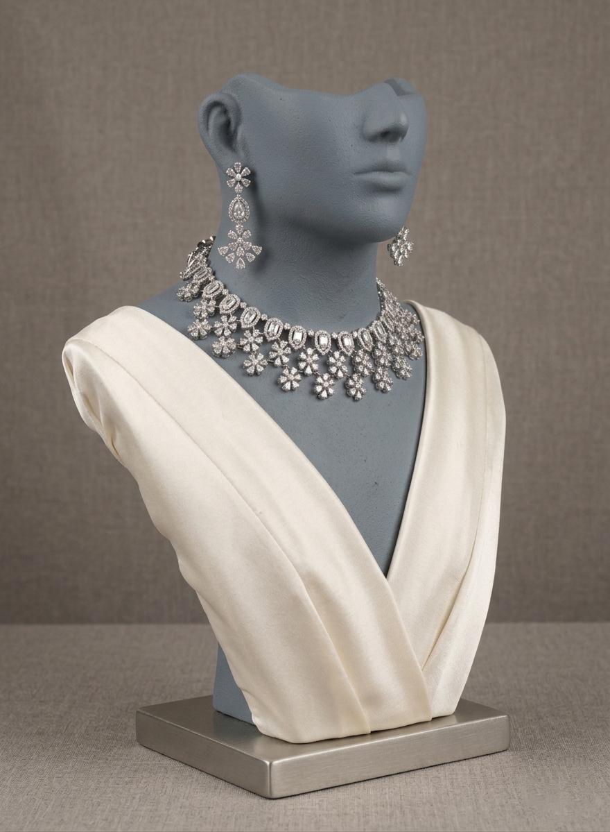 Crystal Floral Choker Necklace Set | Bridal Statement Wedding Jewelry