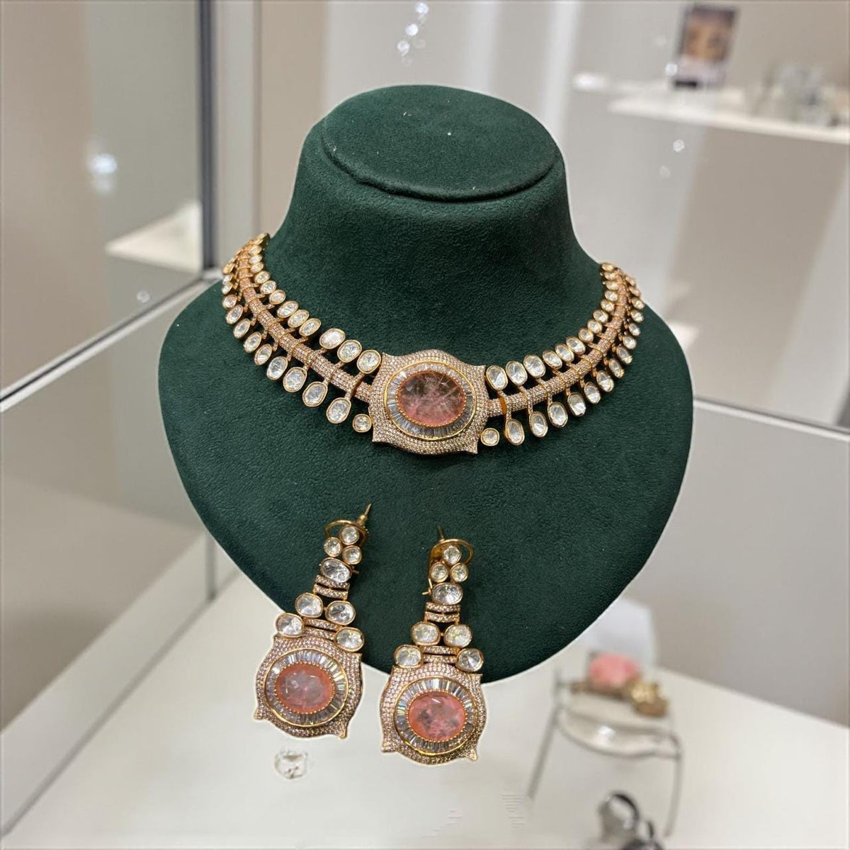Designer Choker Necklace Set with Earrings | Bridal Wedding Party Wear Jewelry