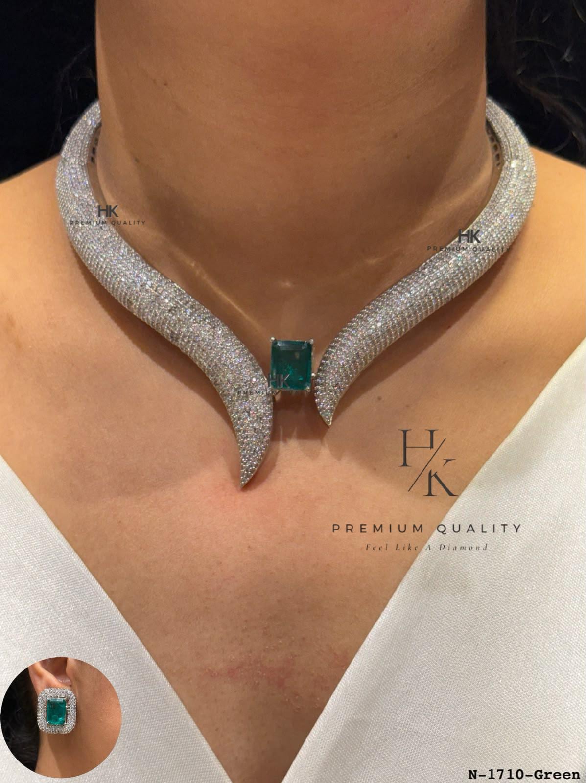 CZ Collar Necklace Set | Statement Choker Earrings | Bridal Wedding Jewelry