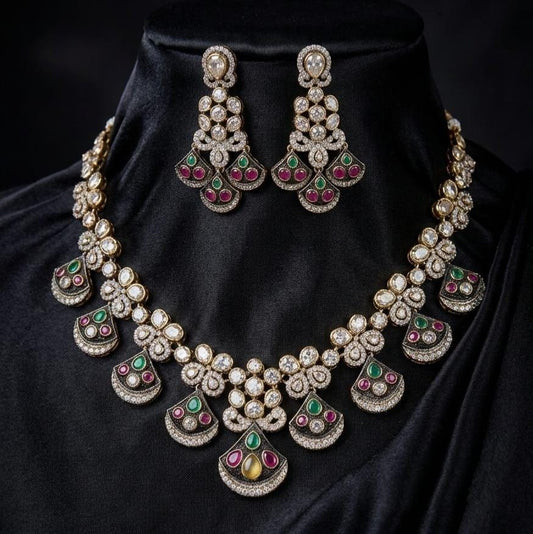 Kundan Necklace Set | Bridal Wedding Jewelry | Statement Party Wear Earrings