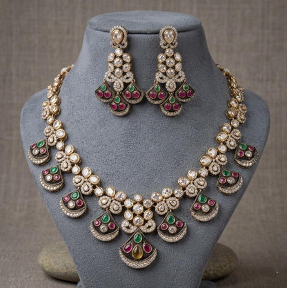 Kundan Necklace Set | Bridal Wedding Jewelry | Statement Party Wear Earrings
