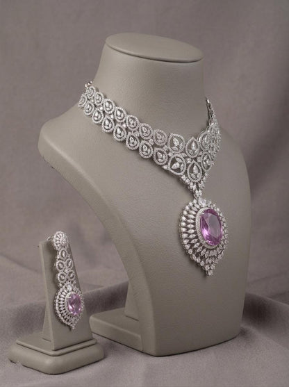 Indian Bridal Necklace Set with Earrings | Crystal CZ Wedding Jewelry