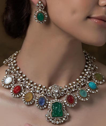 Kundan Necklace Set | Bridal Statement Jewelry with Earrings, Festive Wear