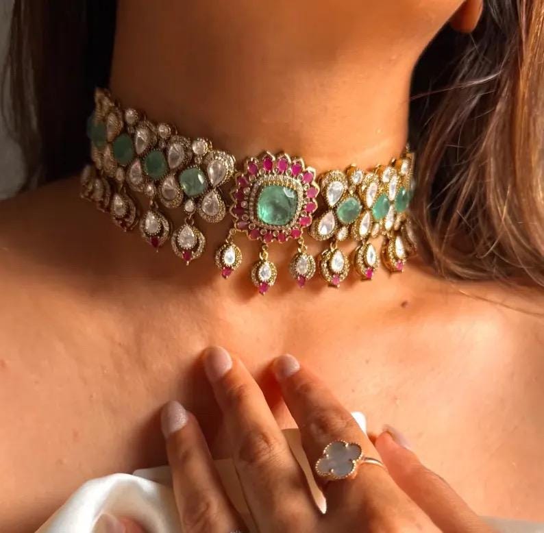 Royal Kundan Choker Set | Statement Earrings, Pearl Drop Festive Jewelry