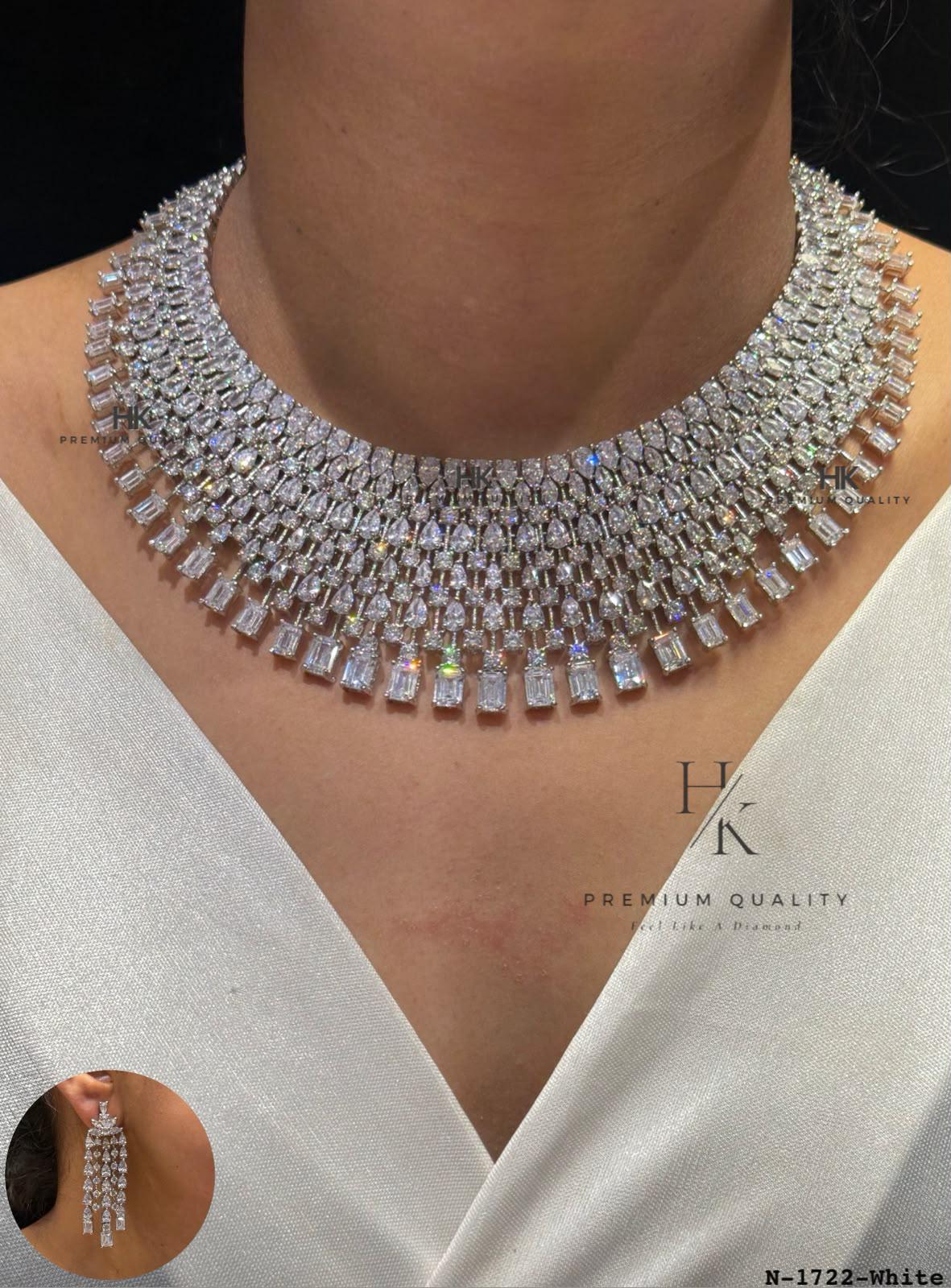 CZ Statement Necklace Set | Bridal Wedding Party Jewelry for Women