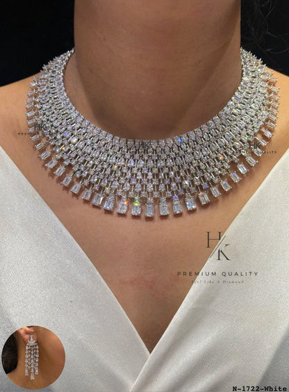 CZ Statement Necklace Set | Bridal Wedding Party Jewelry for Women