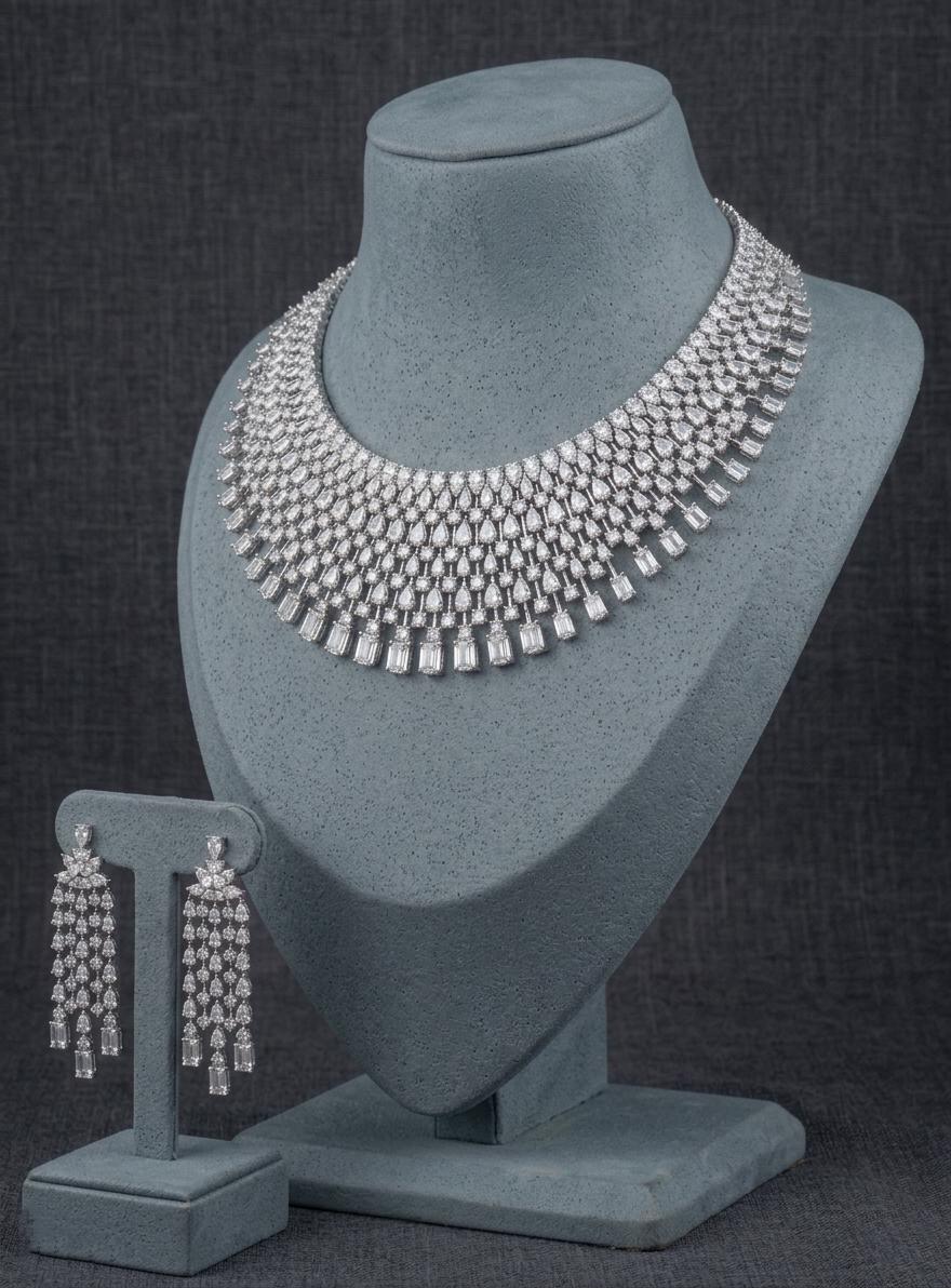CZ Statement Necklace Set | Bridal Wedding Party Jewelry for Women