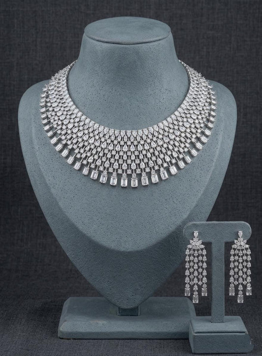 CZ Statement Necklace Set | Bridal Wedding Party Jewelry for Women
