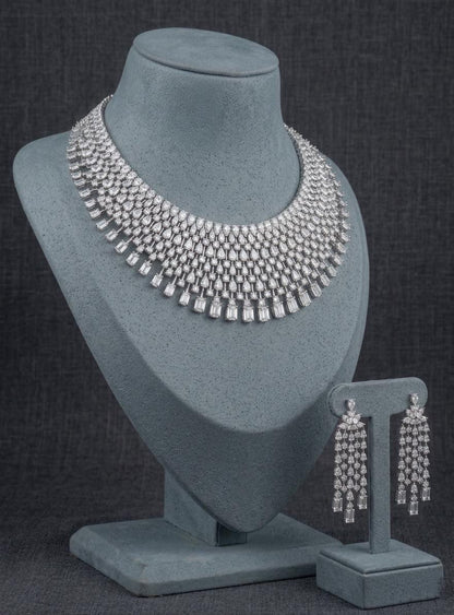 CZ Statement Necklace Set | Bridal Wedding Party Jewelry for Women