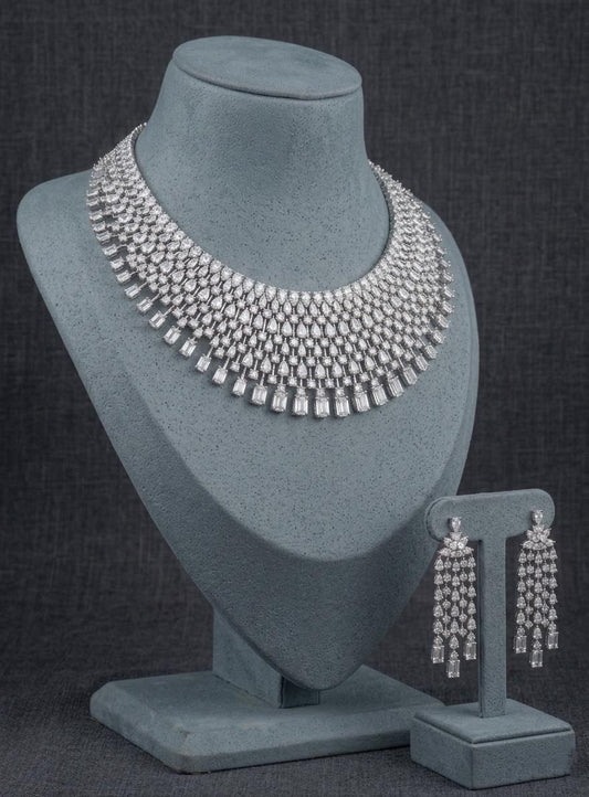 CZ Statement Necklace Set | Bridal Wedding Party Jewelry for Women