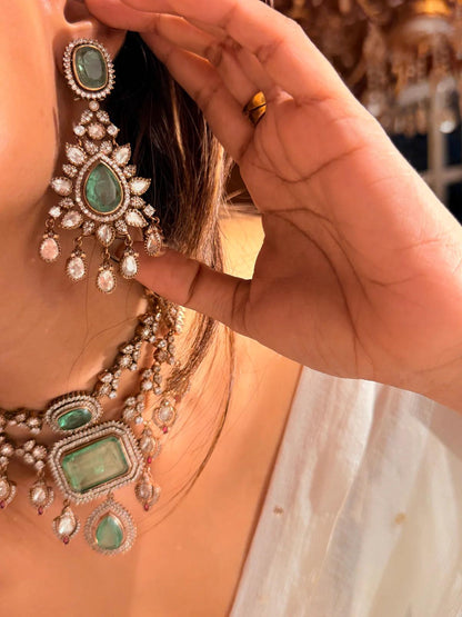 Kundan Choker Necklace Set | Emerald Ruby Bridal Statement Earrings