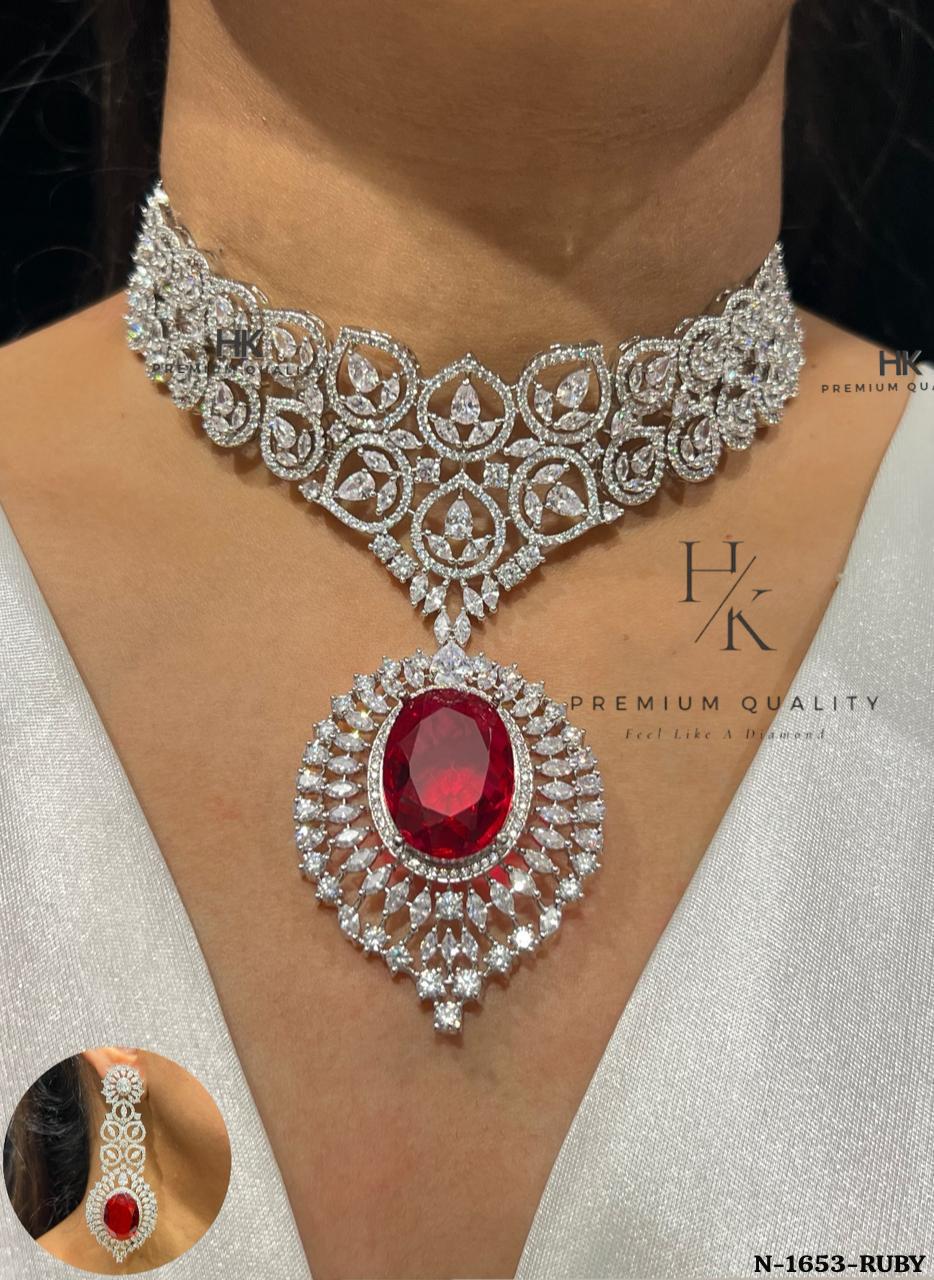 Indian Bridal Necklace Set with Earrings | Crystal CZ Wedding Jewelry