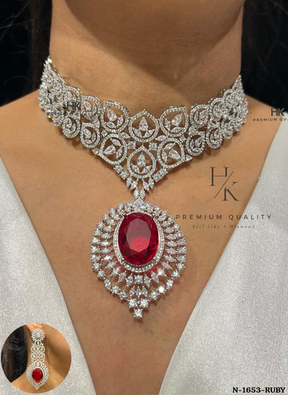 Indian Bridal Necklace Set with Earrings | Crystal CZ Wedding Jewelry