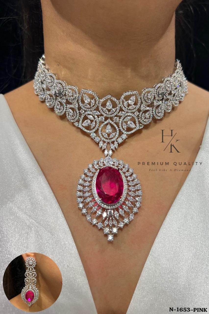 Indian Bridal Necklace Set with Earrings | Crystal CZ Wedding Jewelry
