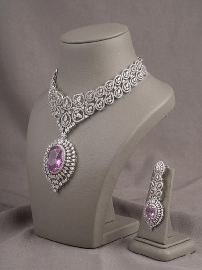 Indian Bridal Necklace Set with Earrings | Crystal CZ Wedding Jewelry