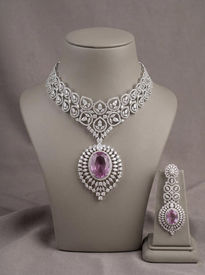 Indian Bridal Necklace Set with Earrings | Crystal CZ Wedding Jewelry