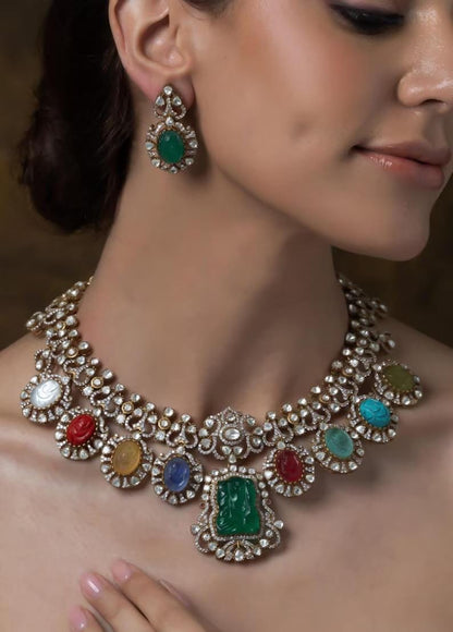 Kundan Necklace Set | Bridal Statement Jewelry with Earrings, Festive Wear
