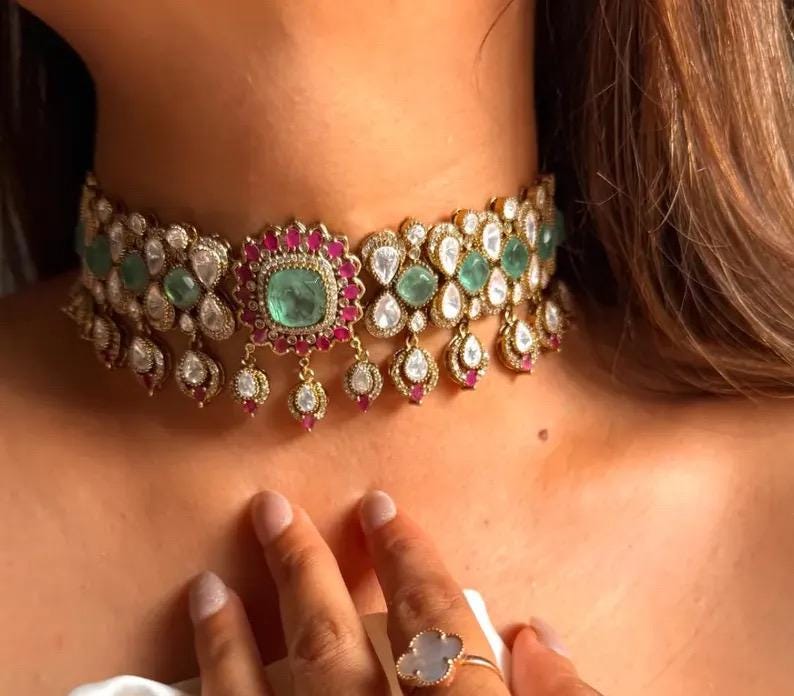 Royal Kundan Choker Set | Statement Earrings, Pearl Drop Festive Jewelry