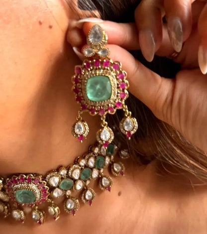 Royal Kundan Choker Set | Statement Earrings, Pearl Drop Festive Jewelry