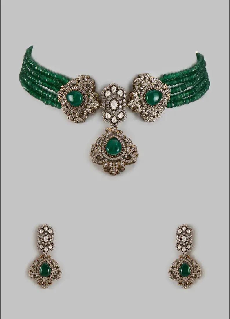 Kundan Choker Necklace Set with Earrings | Indian Bridal Wedding Jewelry
