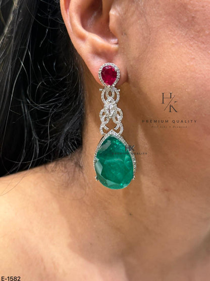 Luxury Pear Cut CZ Drop Earrings, Bridal Statement Dangle Jewelry