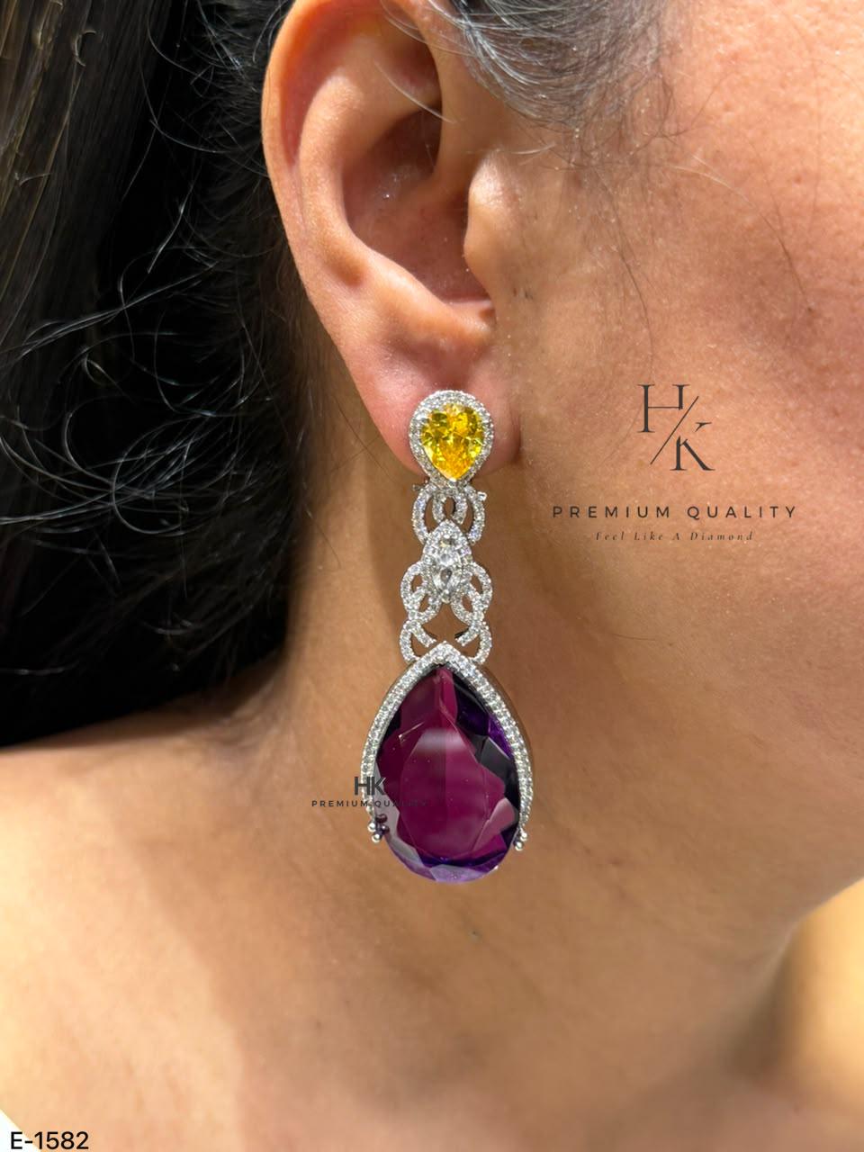 Luxury Pear Cut CZ Drop Earrings, Bridal Statement Dangle Jewelry