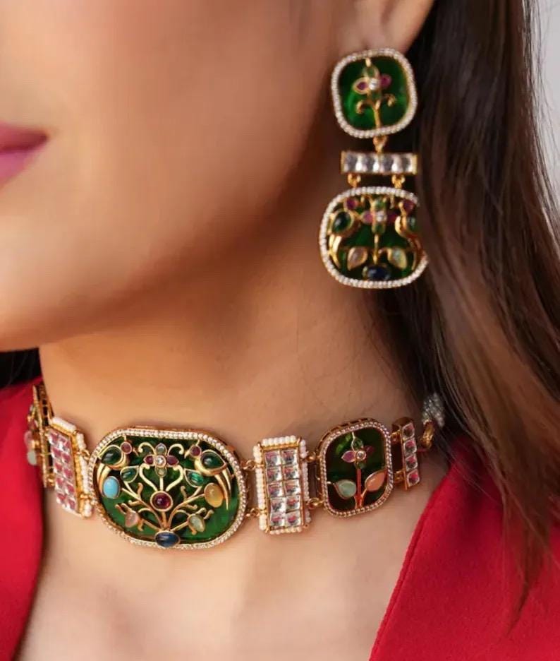 Luxury Nature Inspired Statement Bracelet Set, Handcrafted Designer Bracelet with Matching Earrings, Bridal Jewelry,