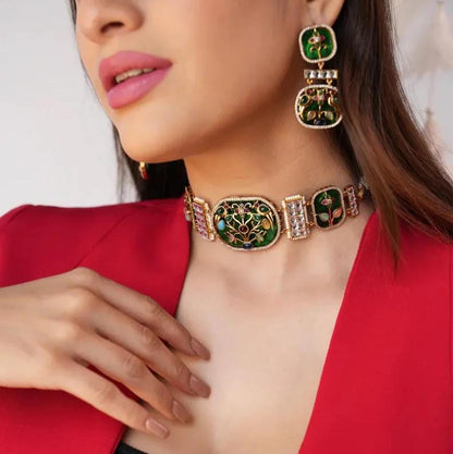 Luxury Nature Inspired Statement Bracelet Set, Handcrafted Designer Bracelet with Matching Earrings, Bridal Jewelry,