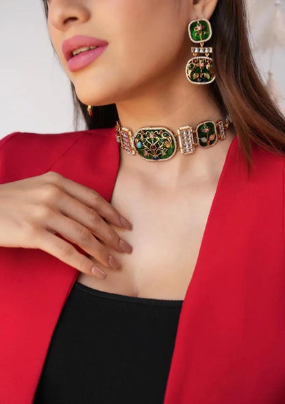 Luxury Nature Inspired Statement Bracelet Set, Handcrafted Designer Bracelet with Matching Earrings, Bridal Jewelry,