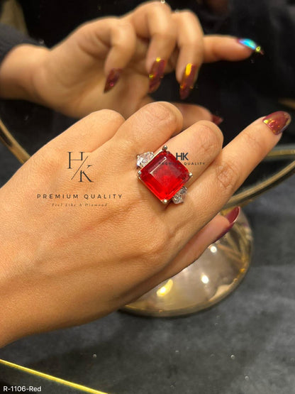 Cushion-Cut Halo Statement Ring, Designer CZ Cocktail Ring, Adjustable Bridal Jewelry