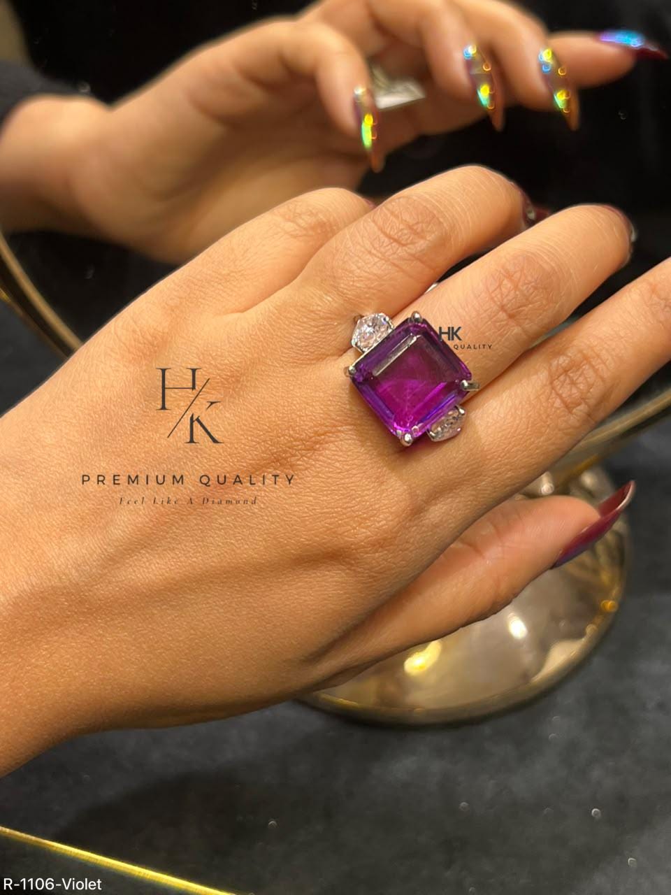 Cushion-Cut Halo Statement Ring, Designer CZ Cocktail Ring, Adjustable Bridal Jewelry