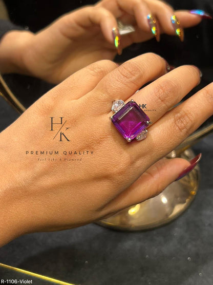 Cushion-Cut Halo Statement Ring, Designer CZ Cocktail Ring, Adjustable Bridal Jewelry