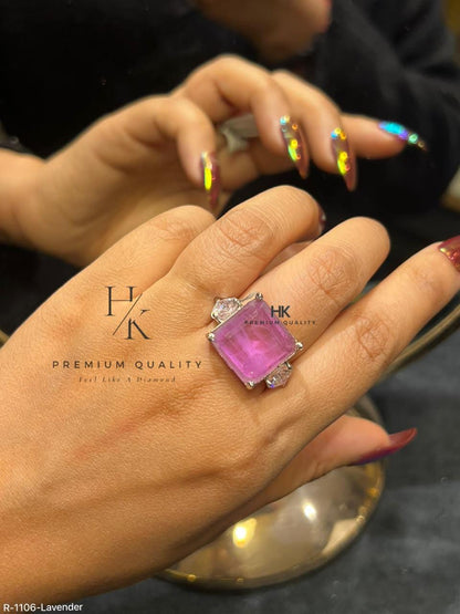 Cushion-Cut Halo Statement Ring, Designer CZ Cocktail Ring, Adjustable Bridal Jewelry