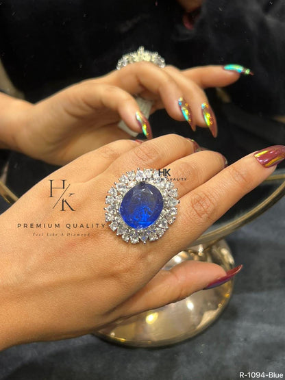 Luxury Halo CZ Cocktail Ring, Cushion-Cut Statement Engagement Bridal Jewelry