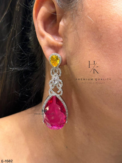 Luxury Pear Cut CZ Drop Earrings, Bridal Statement Dangle Jewelry