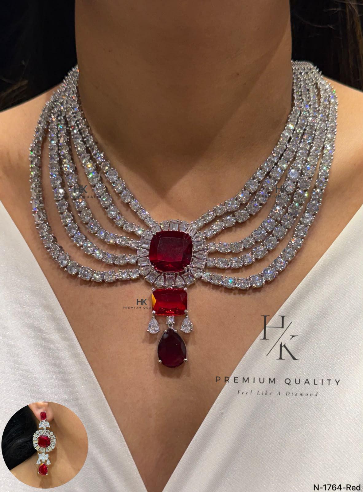 Multi-Layer CZ Necklace and Earrings Set, Bridal Statement Jewelry, Wedding Party Accessory