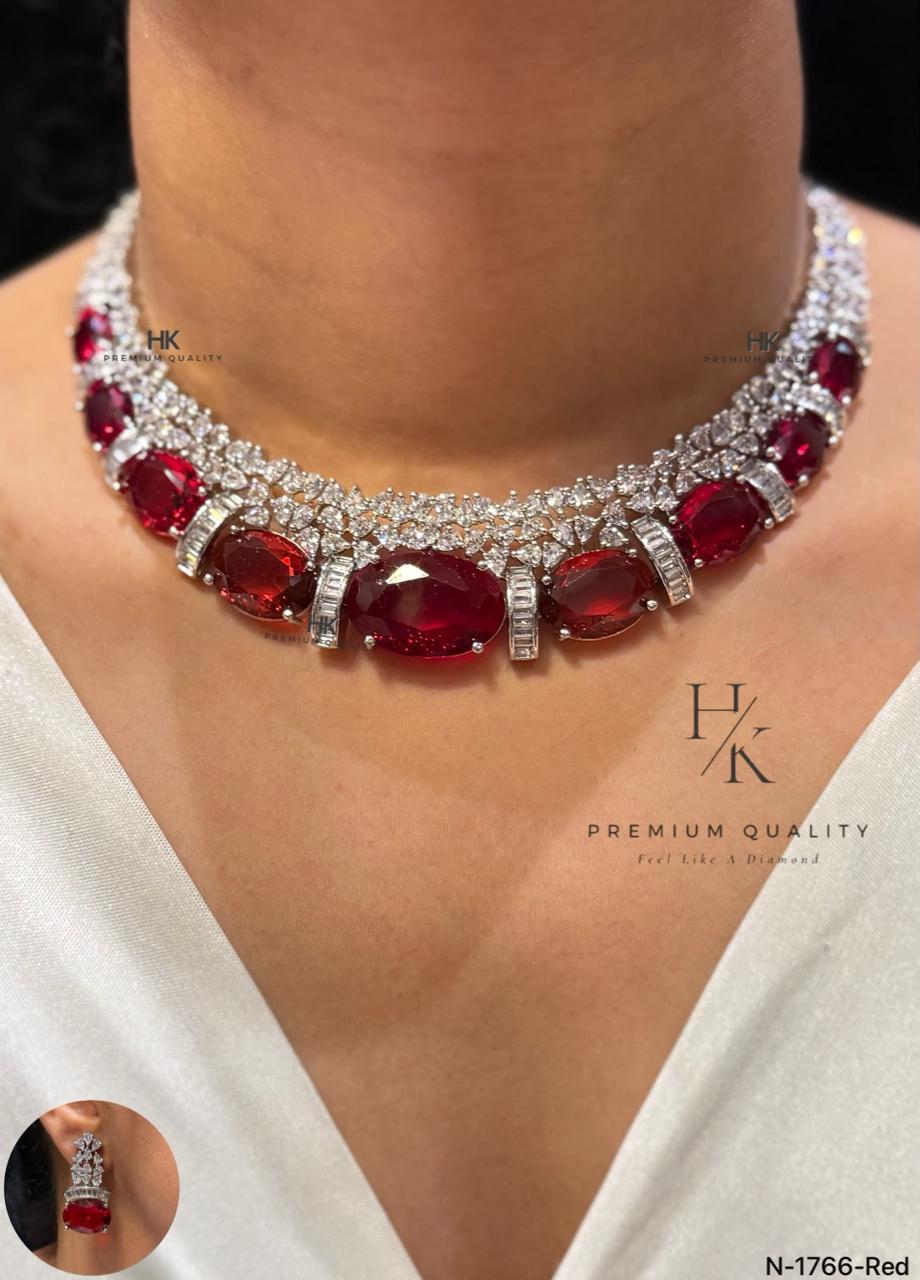 Statement Necklace Set, Oval Cut Crystal, Cubic Zirconia Bridal Jewelry