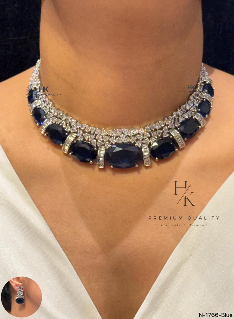 Statement Necklace Set, Oval Cut Crystal, Cubic Zirconia Bridal Jewelry