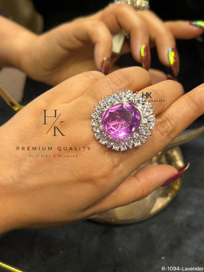 Luxury Halo CZ Cocktail Ring, Cushion-Cut Statement Engagement Bridal Jewelry