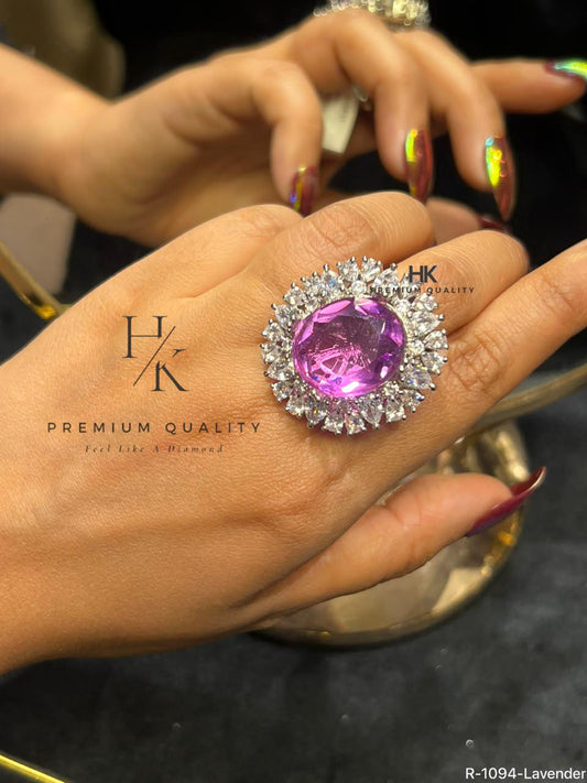 Luxury Halo CZ Cocktail Ring, Cushion-Cut Statement Engagement Bridal Jewelry