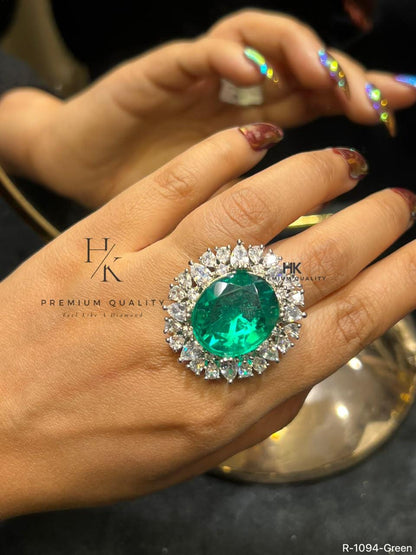 Luxury Halo CZ Cocktail Ring, Cushion-Cut Statement Engagement Bridal Jewelry
