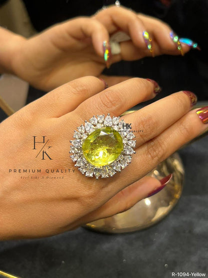 Luxury Halo CZ Cocktail Ring, Cushion-Cut Statement Engagement Bridal Jewelry