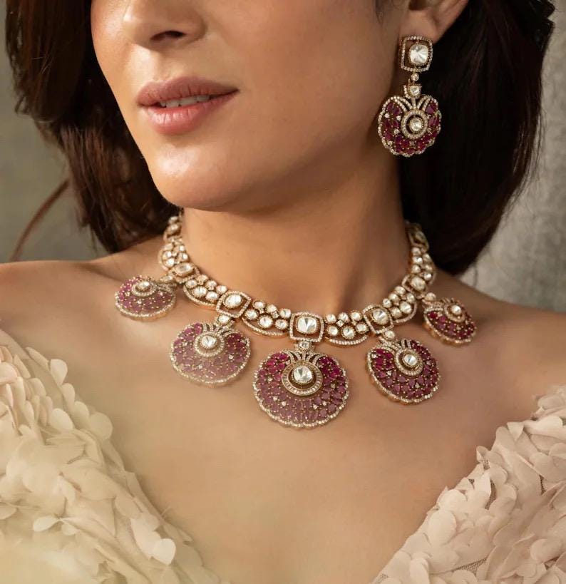 Kundan Polki Pendant Necklace Set | Traditional Bridal Statement Jewelry