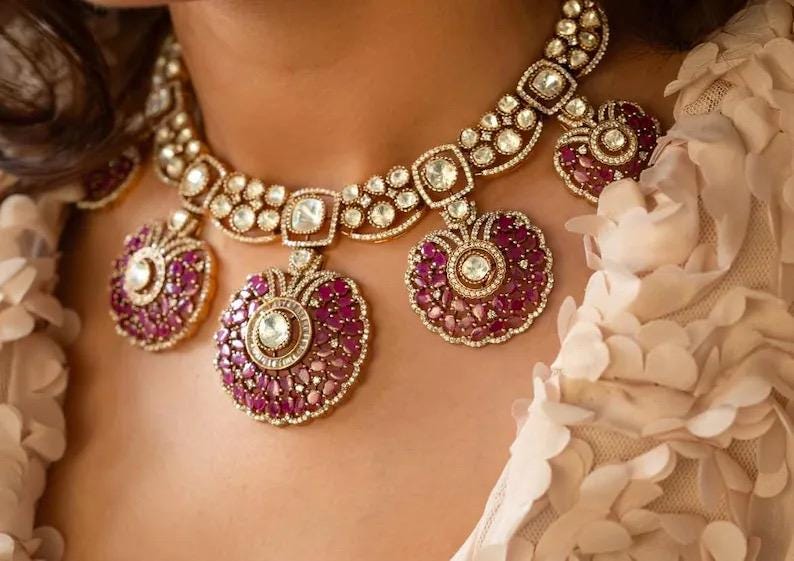 Kundan Polki Pendant Necklace Set | Traditional Bridal Statement Jewelry
