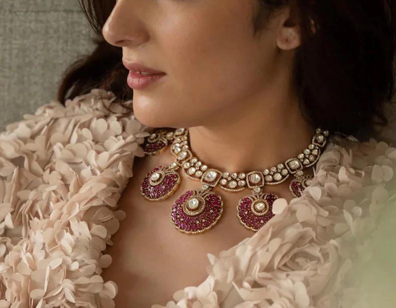 Kundan Polki Pendant Necklace Set | Traditional Bridal Statement Jewelry