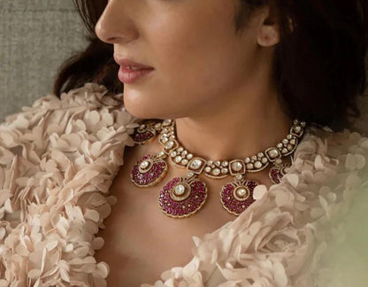 Kundan Polki Pendant Necklace Set | Traditional Bridal Statement Jewelry