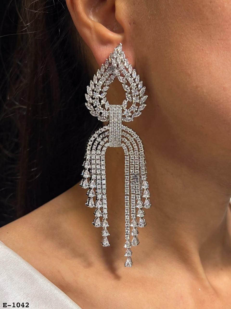 Luxury Crystal Tassel Waterfall Earrings | Bridal Statement Dangle Jewelry